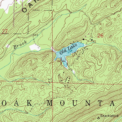 Topographic Map of Oak Mountain Old Lake Dam, AL