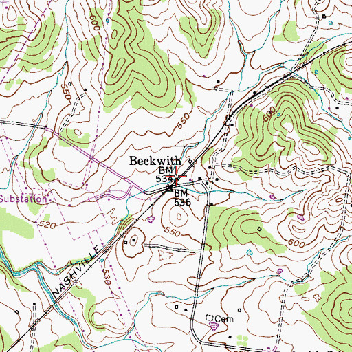 Topographic Map of Beckwith, TN