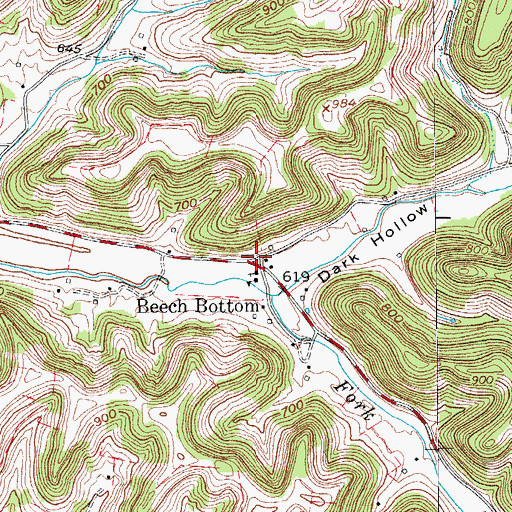 Topographic Map of Beech Bottom, TN