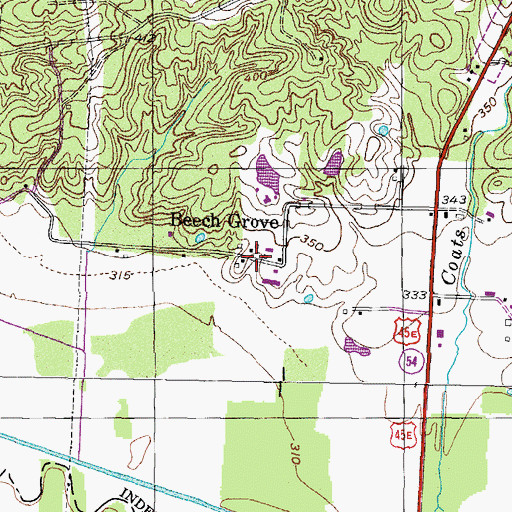 Topographic Map of Beech Grove, TN