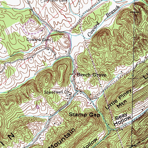 Topographic Map of Beech Grove, TN