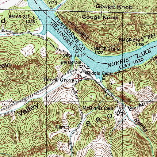 Topographic Map of Beech Grove, TN
