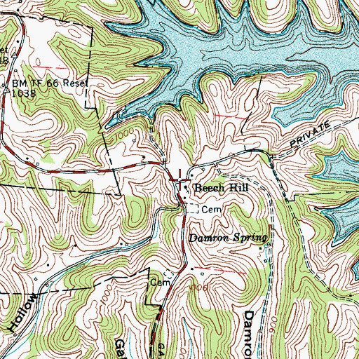 Topographic Map of Beech Hill, TN