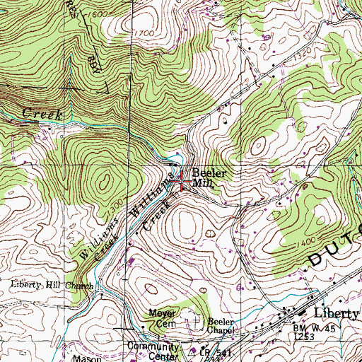 Topographic Map of Beeler Mill, TN