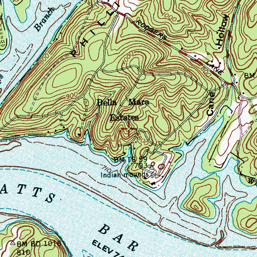 Topographic Map of Bella Mara Estates, TN