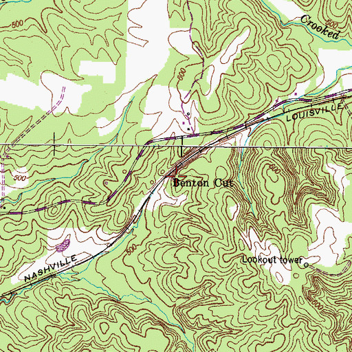Topographic Map of Benton Cut, TN