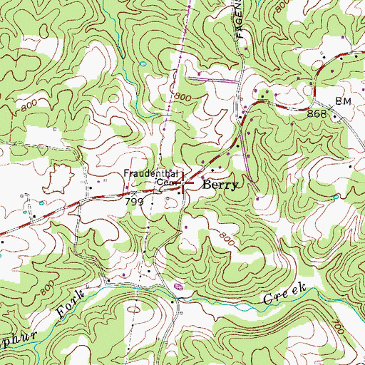 Topographic Map of Berry, TN