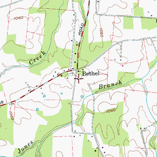 Topographic Map of Bethel, TN