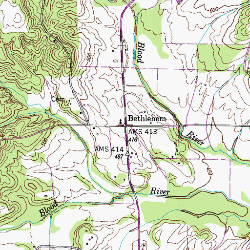 Topographic Map of Bethlehem, TN
