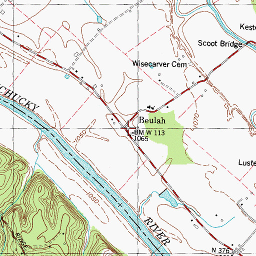 Topographic Map of Beulah, TN