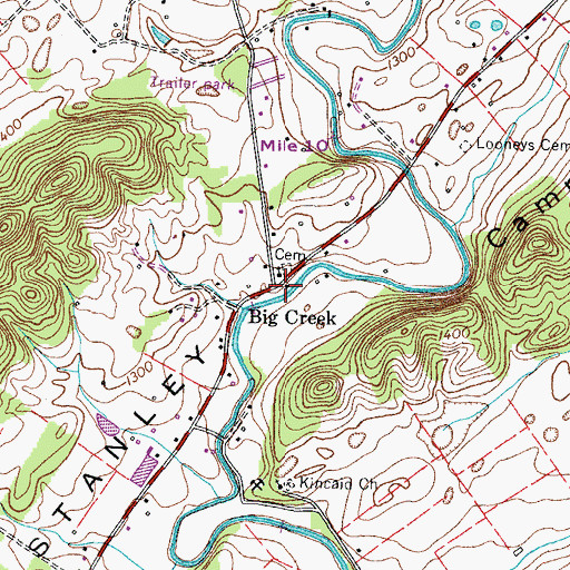 Topographic Map of Big Creek, TN