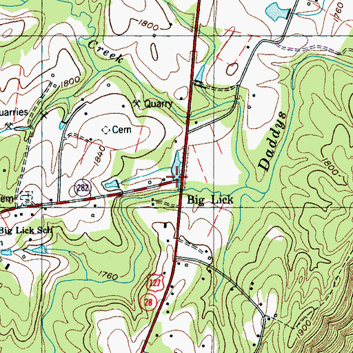 Topographic Map of Big Lick, TN