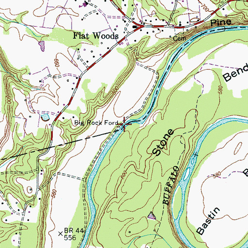 Topographic Map of Big Rock Ford, TN