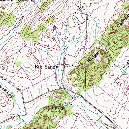 Topographic Map of Big Sandy, TN