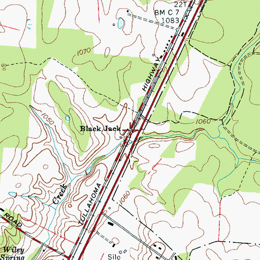 Topographic Map of Black Jack, TN