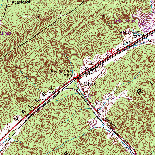 Topographic Map of Blair, TN