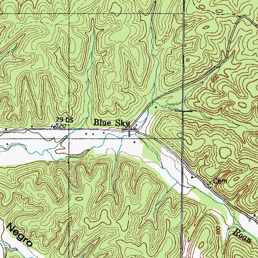 Topographic Map of Blue Sky, TN