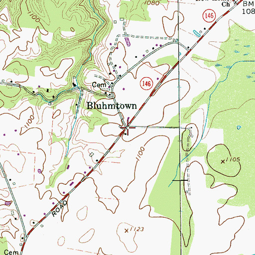 Topographic Map of Bluhmtown, TN