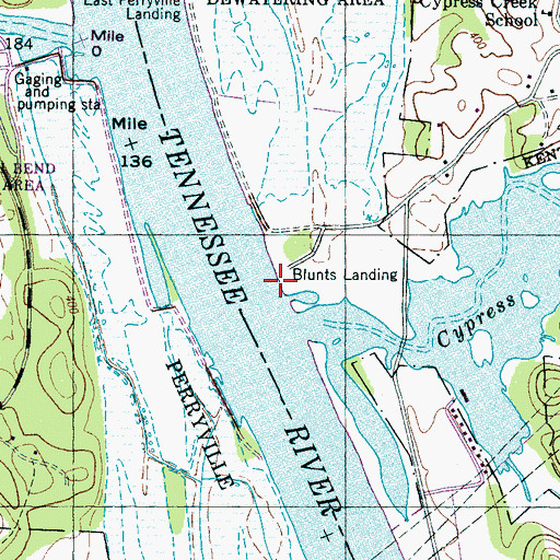 Topographic Map of Blunts Landing, TN