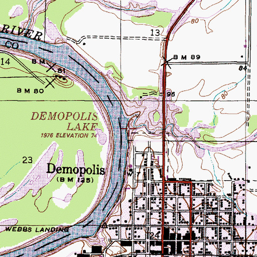 Topographic Map of Demopolis Lake, AL