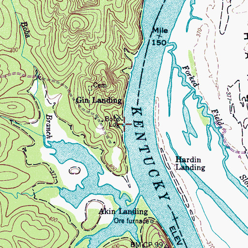 Topographic Map of Bobs Landing, TN