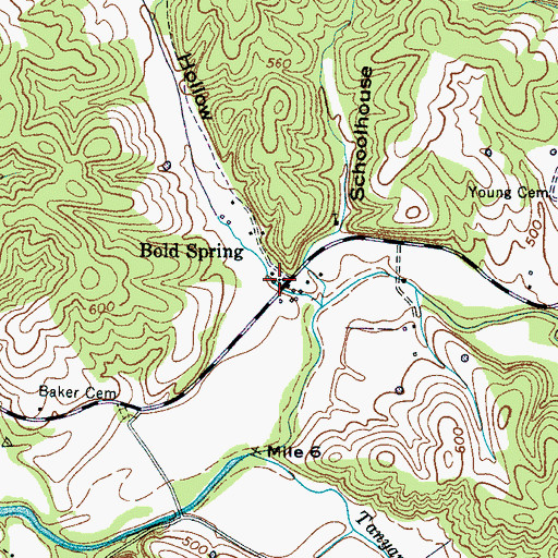 Topographic Map of Bold Spring, TN