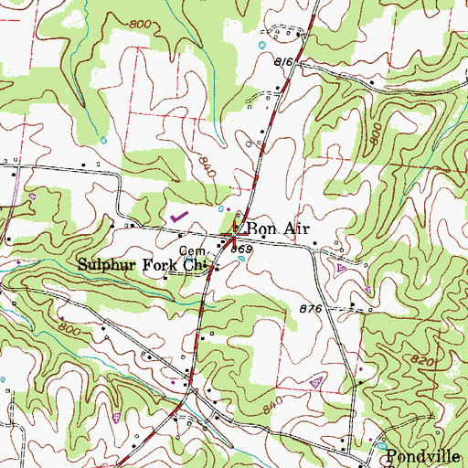 Topographic Map of Bon Air, TN