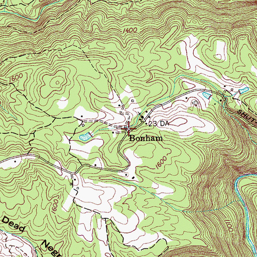 Topographic Map of Bonham, TN