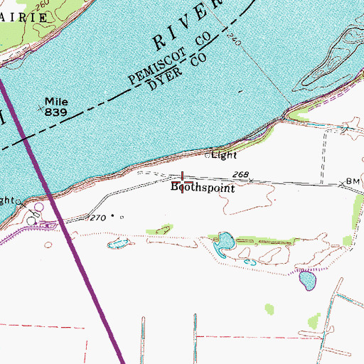 Topographic Map of Boothspoint, TN
