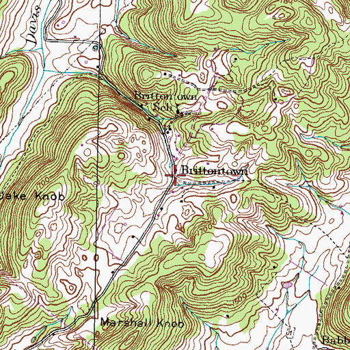 Topographic Map of Brittontown, TN