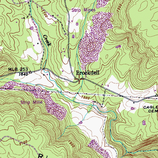 Topographic Map of Brockdell, TN