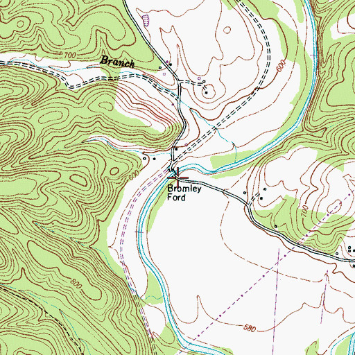 Topographic Map of Bromley Ford, TN