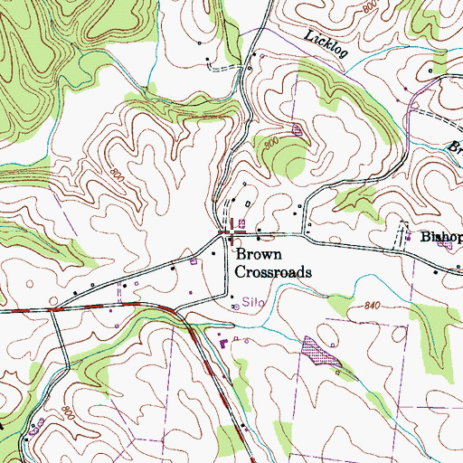 Topographic Map of Brown Crossroads, TN