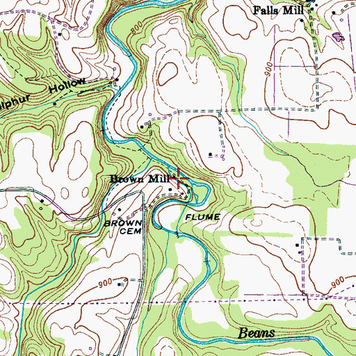 Topographic Map of Brown Mill, TN