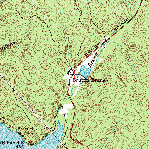 Topographic Map of Bruton Branch, TN