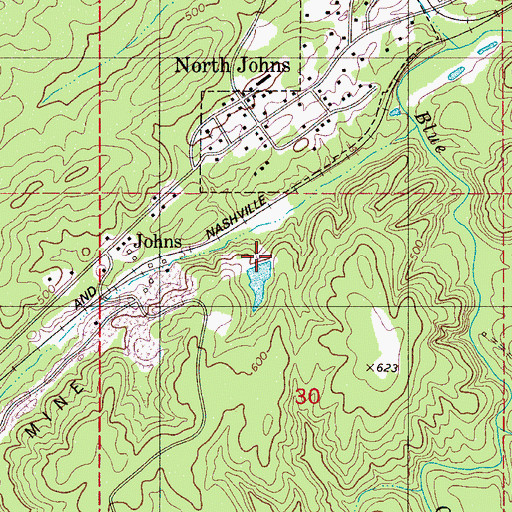 Topographic Map of Slurry Impoundment - Johns Washer Dam, AL
