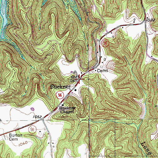 Topographic Map of Buckner, TN