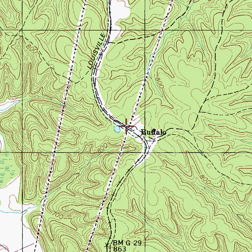 Topographic Map of Buffalo, TN