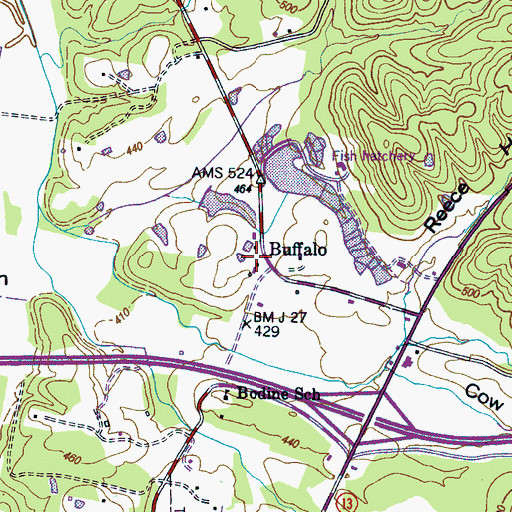 Topographic Map of Buffalo, TN