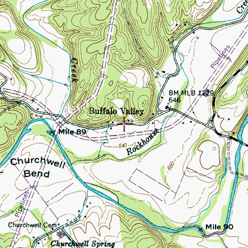 Topographic Map of Buffalo Valley, TN
