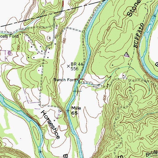 Topographic Map of Bunch Ford, TN