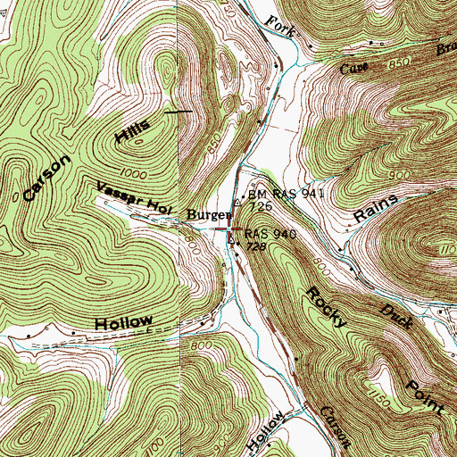 Topographic Map of Burgen, TN
