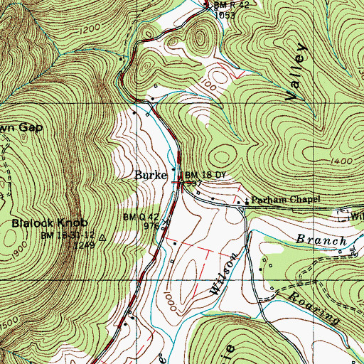 Topographic Map of Burke, TN