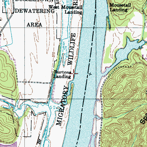 Topographic Map of Burtons Landing, TN