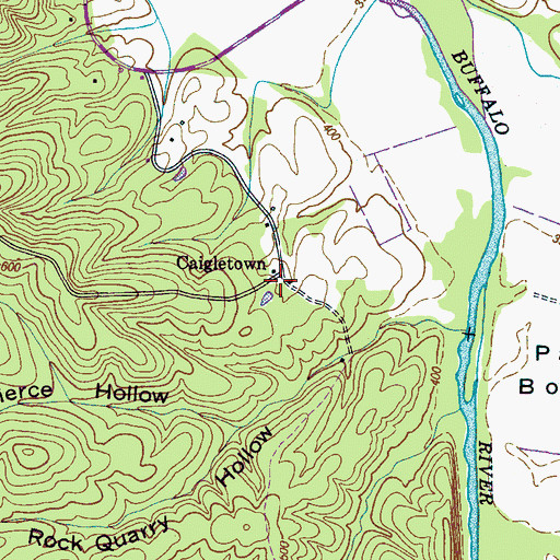 Topographic Map of Caigletown, TN