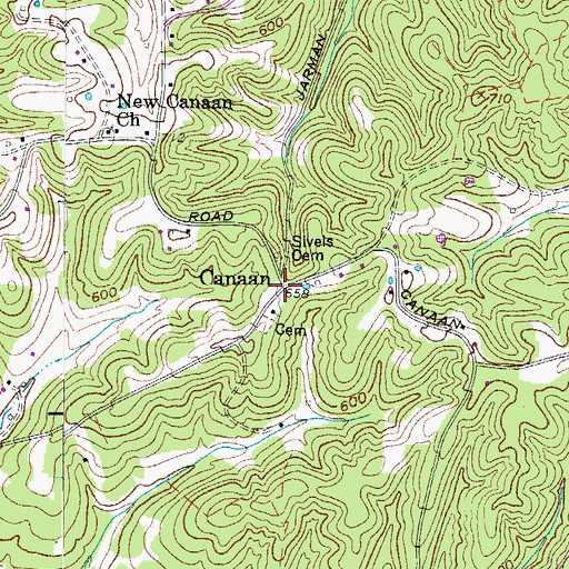 Topographic Map of Canaan, TN