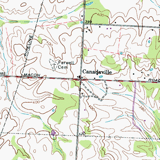 Topographic Map of Canadaville, TN