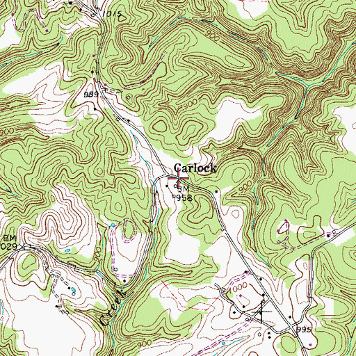 Topographic Map of Carlock, TN