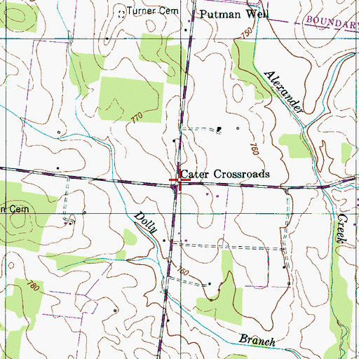 Topographic Map of Cater Crossroads, TN