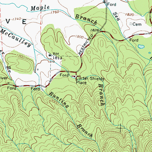 Topographic Map of Carter Shields Place, TN